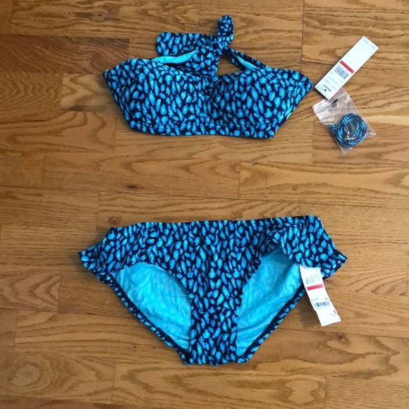 NWT DKNY Turquoise Cheetah Bandeau Bikini Sz XS - Picture 4 of 6